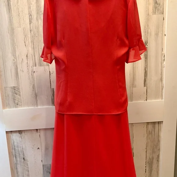 DANNY & NICOLE DRESS DEEP CORAL 16 W - Picture 4 of 9